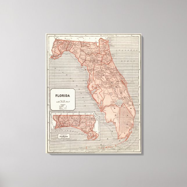 Florida Atlas Map Canvas Print (Front)