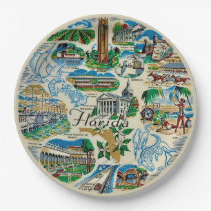 Florida Attractions Party Plate