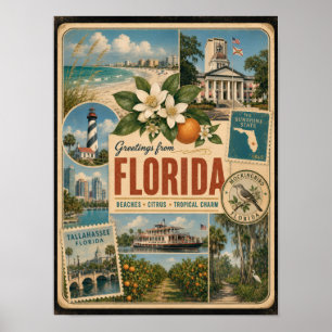 Florida Authentic Vintage Style Poster