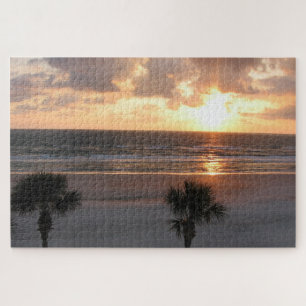 Florida Beach at Sunrise Palm Trees Jigsaw Puzzle