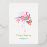 Florida Beach Christmas Watercolor Personalised<br><div class="desc">This Florida beach Christmas card is a cute idea to send to friends and family this season. It features a watercolor pink flamingo with wreath. The word's "Merry Christmas" is set in letter pressed gold foil. Personalise with your wording and your couple's photo, pet photo or family photo. A fun...</div>