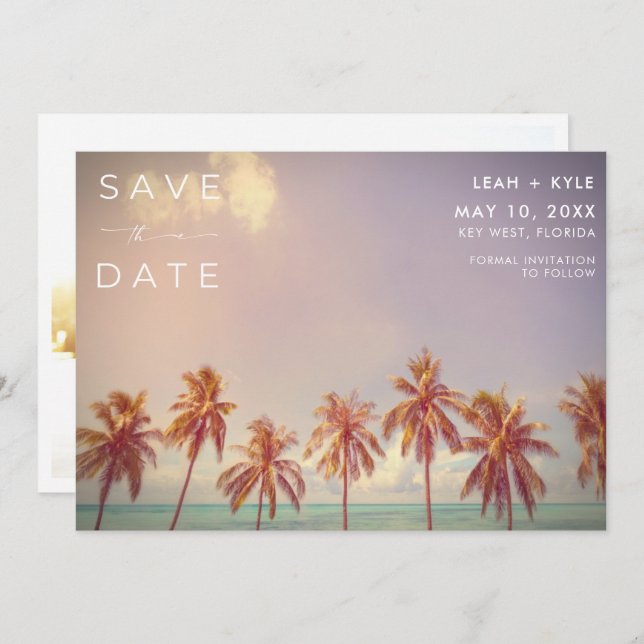 Florida Beach Destination Wedding Photo Save The Date (Front/Back)