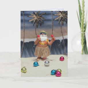 Florida Beach Party Santa -Merry Rockin' Christmas Holiday Card