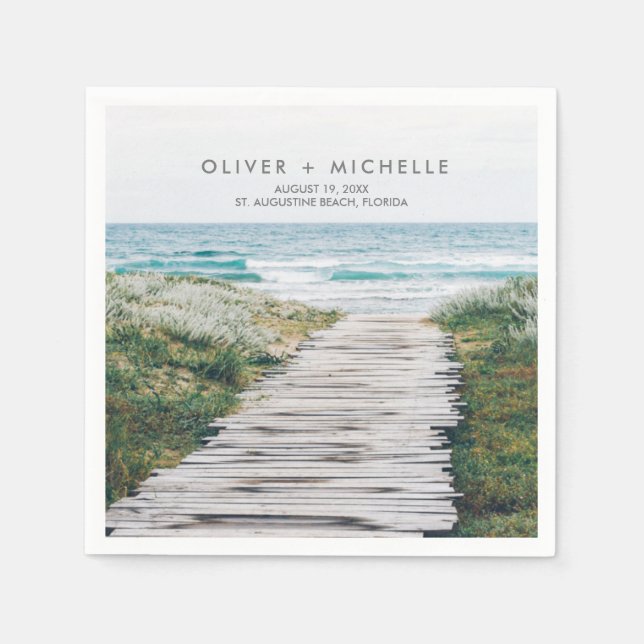 Florida Beach Personalised Wedding Napkins (Front)