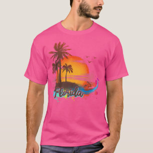 Florida Beach Summer Palm Trees Sunset Premium T-S T-Shirt