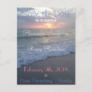 Florida Beach Sunset Save the Date Announcement Postcard