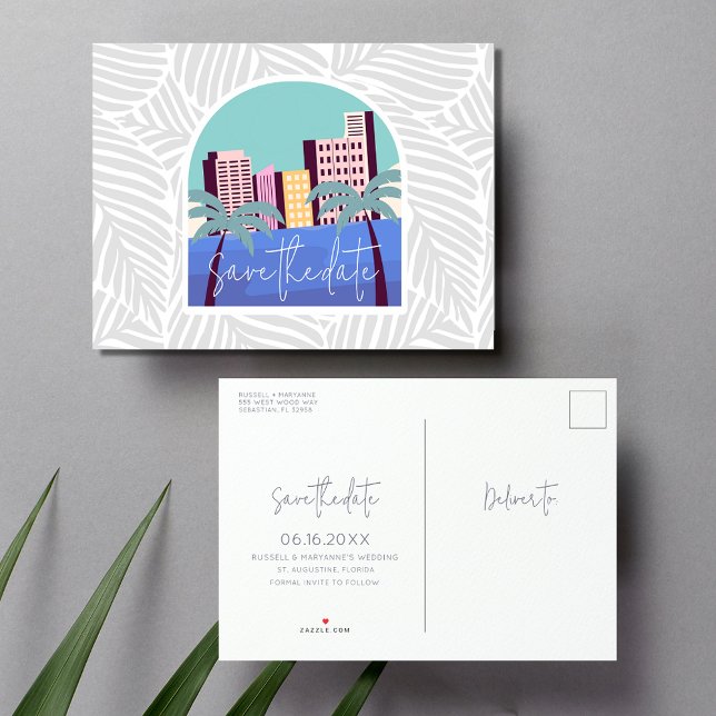 Florida Beach Wedding Budget Save the Date Announcement Postcard (Creator Uploaded)