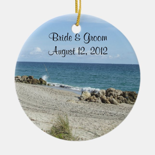 Florida Beach Wedding Ornament (Front)