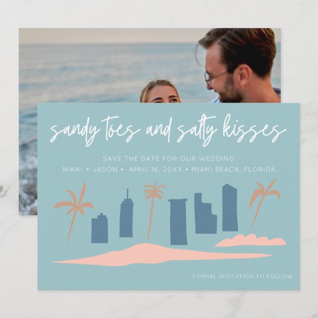 Florida Beach Wedding Photo Save the date (Front/Back)