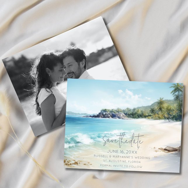 Florida Beach Wedding Photo Save the Date Announcement (Florida Beach Wedding Photo Save the Date)