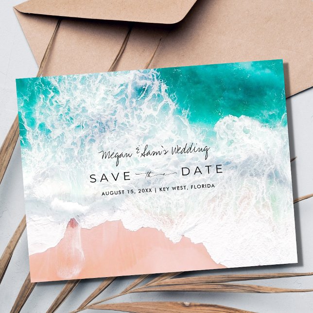 Florida Beach Wedding Save the Date Announcement Postcard (Florida Beach Wedding Save the Date Postcard)