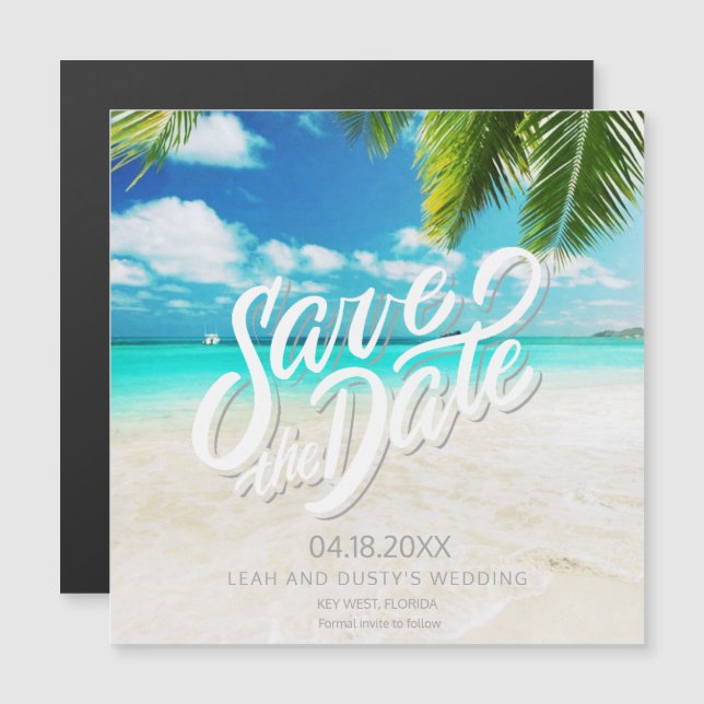 Florida Beach Wedding Save the Date Magnets (Front/Back)