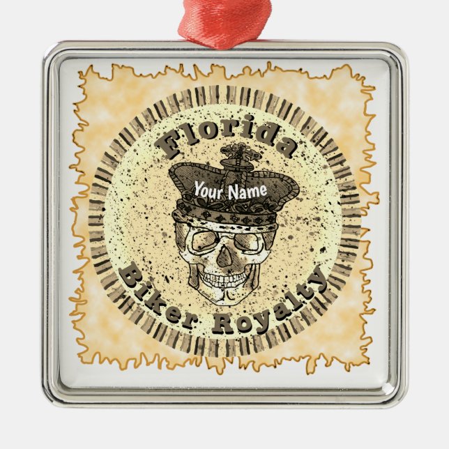 Florida Biker  Metal Tree Decoration (Front)