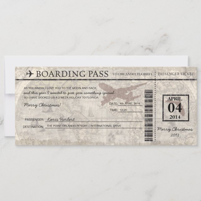 Florida Boarding Pass Invitation (Front)