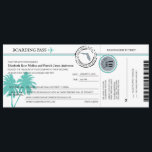 Florida Boarding Pass Wedding  Invitation<br><div class="desc">Boarding Pass Travel Design for your Destination Wedding to Florida. Trendy GRAY AND MINT GREEN Colours with Palm Trees. Has RSVP "cut off card" however YOU NEED TO SUPPLY a 3.5x5 mailing envelope. This cut off RSVP card is NOT a self mailer due to the small card size. Check out...</div>