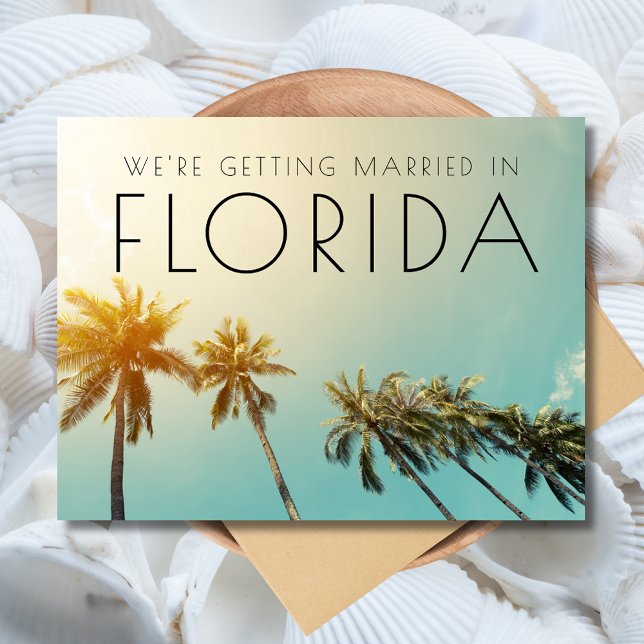 Florida Budget Beach Wedding Save the Date Announcement Postcard (Florida Budget Beach Wedding Save the Date)