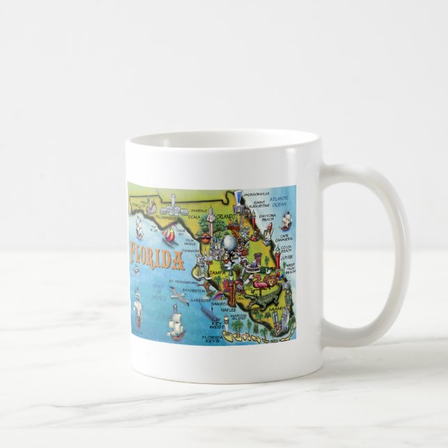 Florida Cartoon Map Coffee Mug (Right)