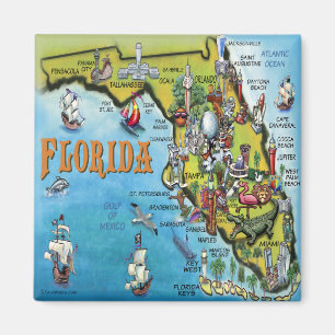 Florida Cartoon Map Magnet