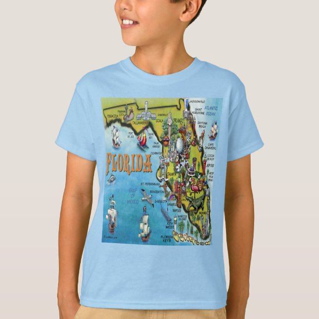 Florida Cartoon Map T-Shirt (Front)