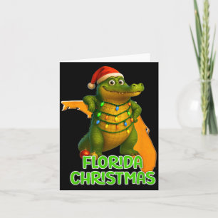 Florida Christmas Alligator Wearing Santa Hat Vaca Card