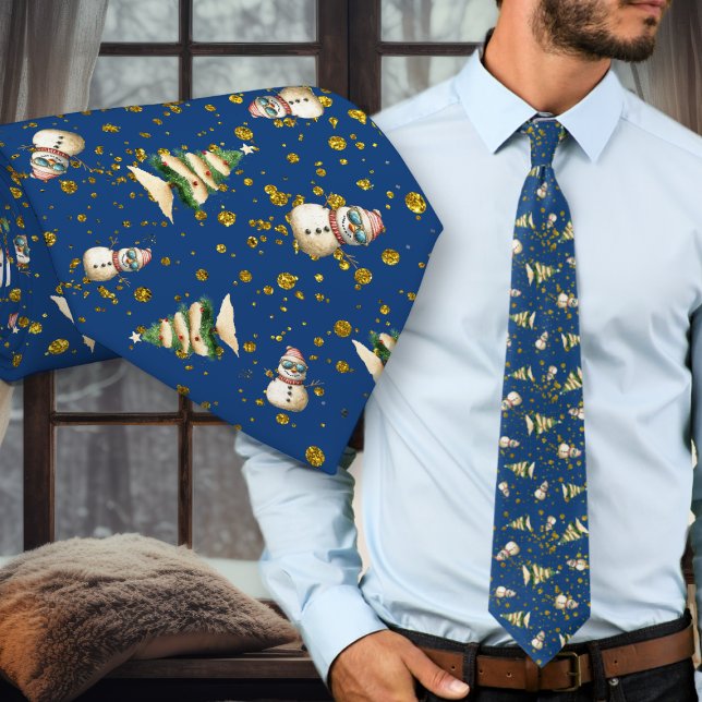 Florida Christmas Navy Blue Pattern neck tie (Creator Uploaded)