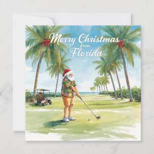 Florida Christmas Santa golfing Holiday Card