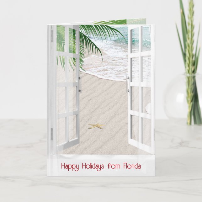 Florida Christmas Tropical Window  Card (Front)