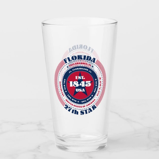 Florida Circular Typography Design Glass (Front)