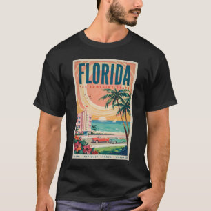 Florida Coast Cars Illustration Travel Art Vintage T-Shirt