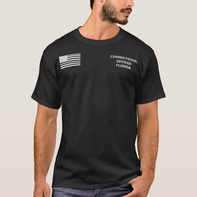 Florida Correctional Officer Thin Grey Line Flag T-Shirt (Front)
