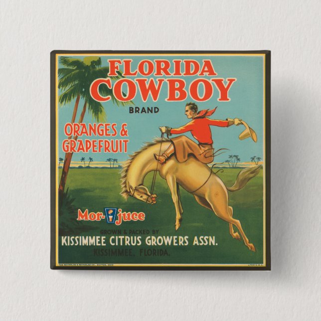 Florida Cowboy 15 Cm Square Badge (Front)