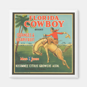Florida Cowboy Kissimmee Citrus Growers Vintage Cr Magnet