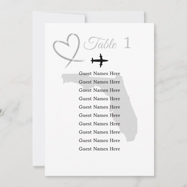 Florida Destination Wedding Table Plan Card (Front)