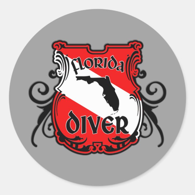 Florida Diver Classic Round Sticker (Front)