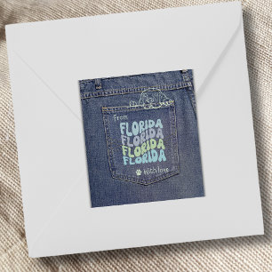 Florida Dog in Jean Pocket Classic Square Sticker