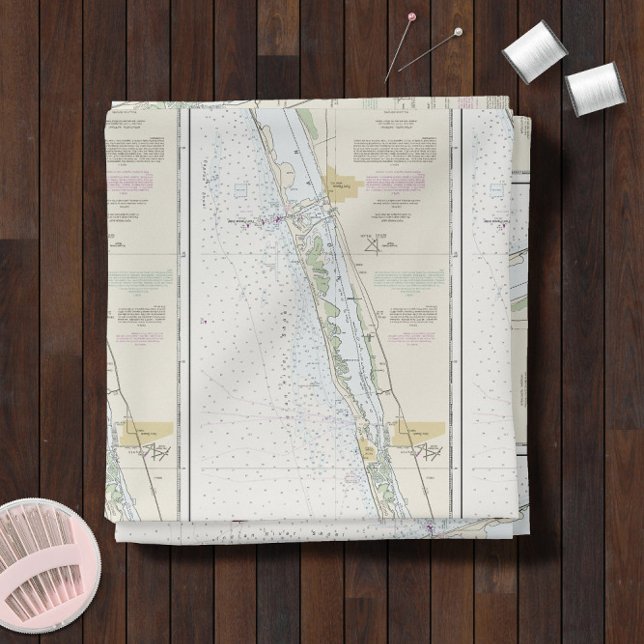 Florida East Coat Authentic Nautical Chart  Fabric (Florida East Coat Authentic Nautical Chart -- Choose from 7 Fabric Types!)