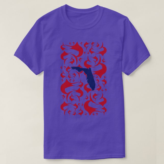 Florida engulfed in red Swordfish Marlin Pattern T-Shirt (Design Front)