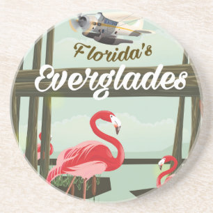 Florida Everglades cartoon travel poster Coaster