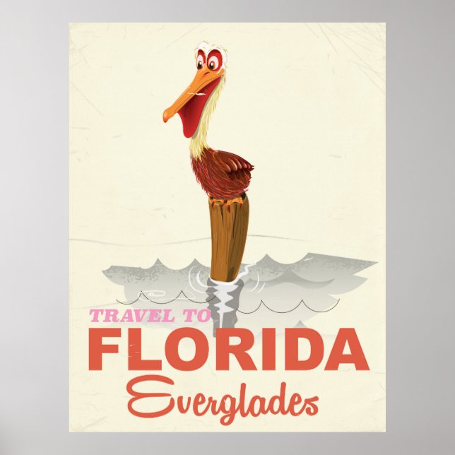 Florida everglades vintage travel poster (Front)