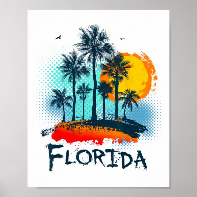 Florida Fl Summer Miami Vibes Beach Sunshine State Poster (Front)