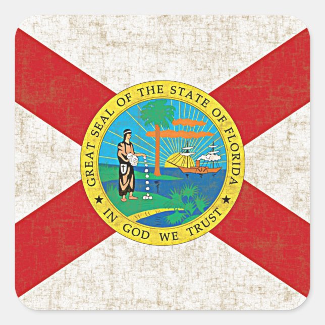 FLORIDA FLAG AGED SQUARE STICKER (Front)