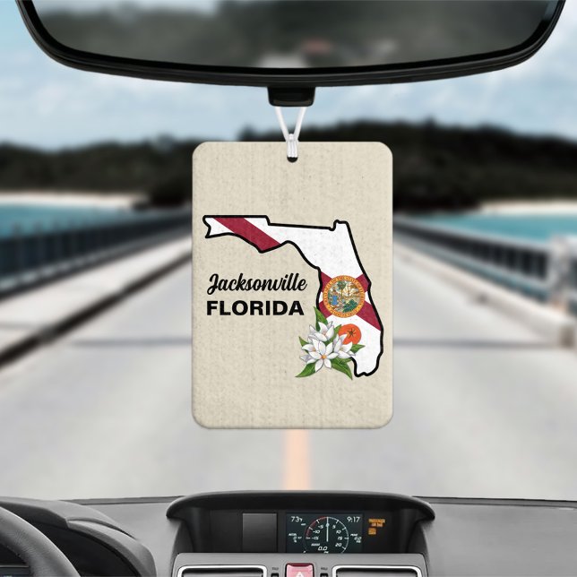 Florida Flag and Flower Orange Blossom Car Air Freshener (Creator Uploaded)