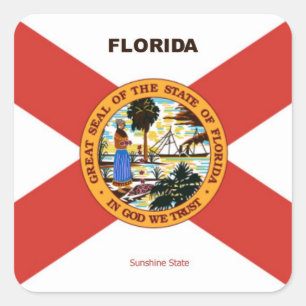Florida Flag and Slogan Square Sticker