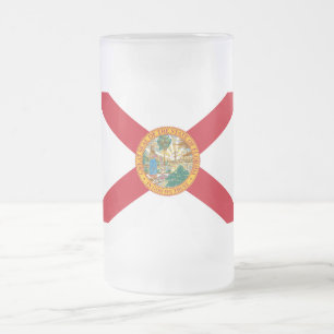 Florida Flag Frosted Glass Beer Mug