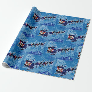 Florida flag Santa sleigh Christmas wrap paper
