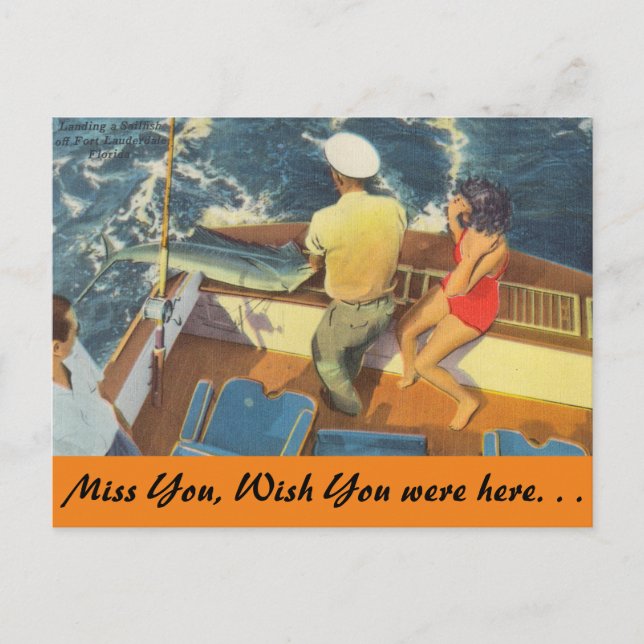 Florida, Ft. Lauderdale, Sailfishing Postcard (Front)