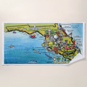 Florida Fun Map Beach Towel