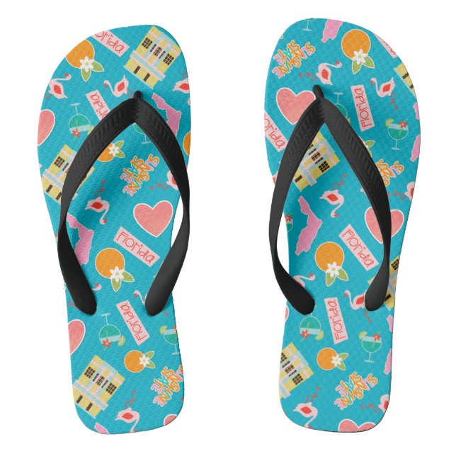 Florida Fun Pattern Turquoise Jandals (Footbed)