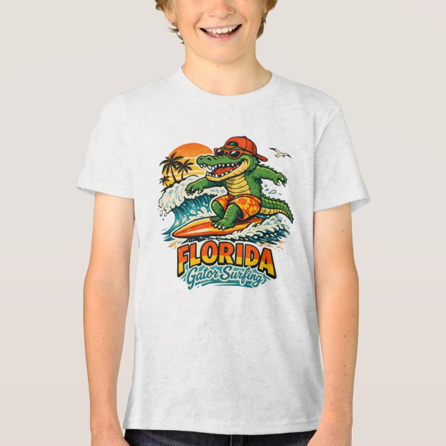 Florida Gator Surfing – Alligator Wave Rider Tri-Blend Shirt (Front)