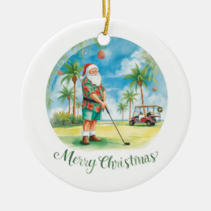 Florida Golfer Santa Golfing  Holiday  Ceramic Tree Decoration